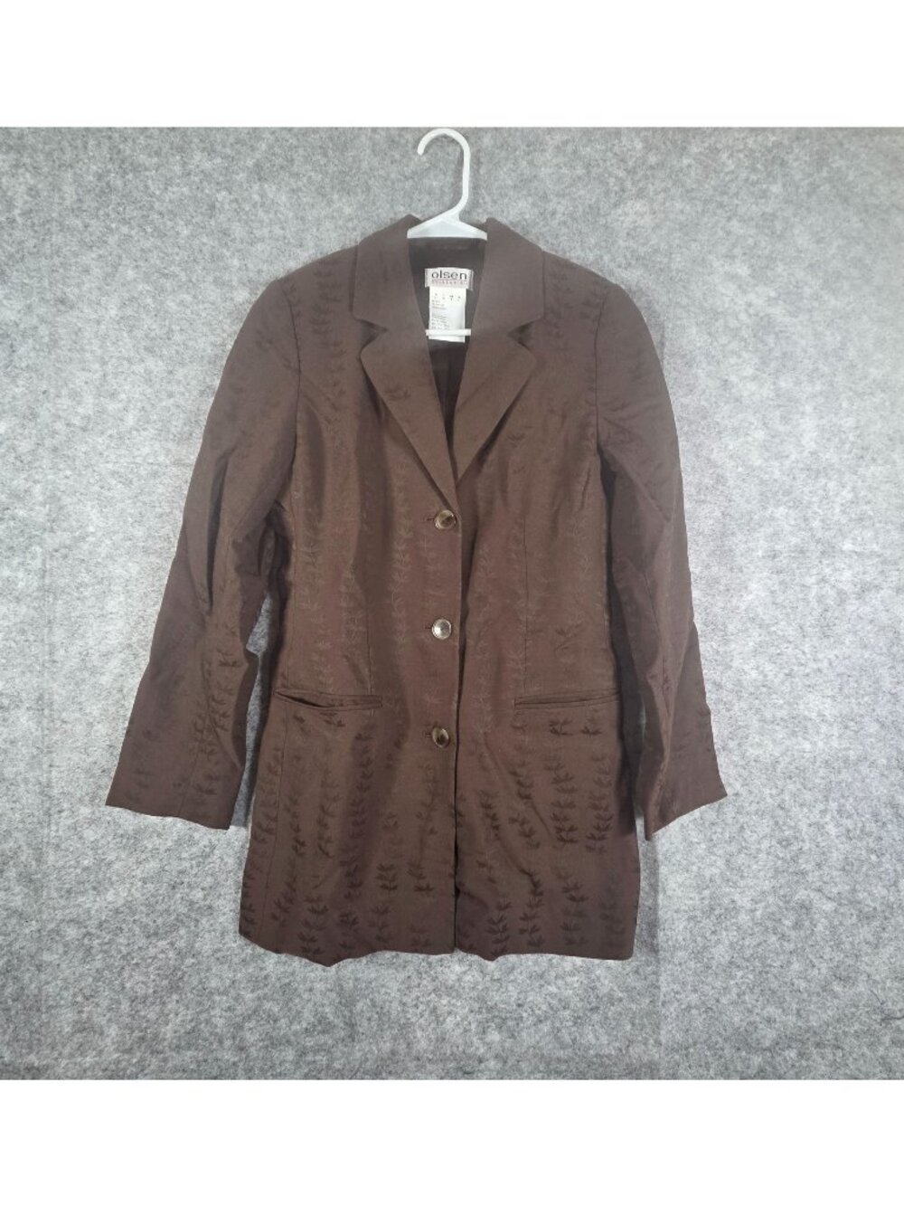 Olsen Collection Women's Two Piece Blazer/Pant Set Brown Size 4